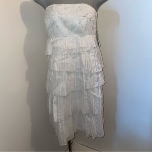 Lilly Pulitzer Arden dress embroidered strapless mini ruffled white cotton 8